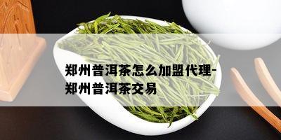 郑州普洱茶怎么加盟代理-郑州普洱茶交易