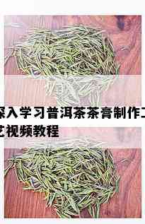 深入学习普洱茶茶膏制作工艺视频教程