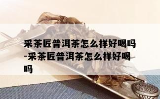 采茶匠普洱茶怎么样好喝吗-采茶匠普洱茶怎么样好喝吗