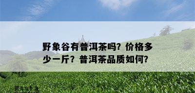 野象谷有普洱茶吗？价格多少一斤？普洱茶品质如何？