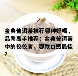 金典普洱茶推荐哪种好喝，品鉴高手推荐：金典普洱茶中的佼佼者，哪款口感更佳？