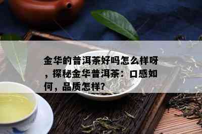 金华的普洱茶好吗怎么样呀，探秘金华普洱茶：口感如何，品质怎样？