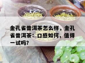 金孔雀普洱茶怎么样，金孔雀普洱茶：口感如何，值得一试吗？