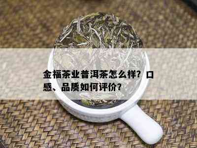 金福茶业普洱茶怎么样？口感、品质如何评价？