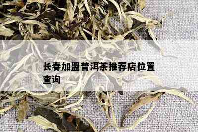 长春加盟普洱茶推荐店位置查询