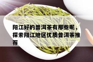 阳江好的普洱茶有那些呢，探索阳江地区优质普洱茶推荐