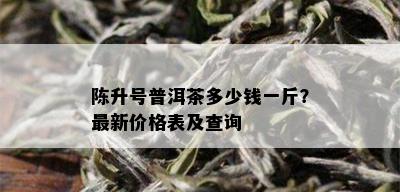 陈升号普洱茶多少钱一斤？最新价格表及查询