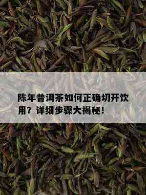 陈年普洱茶如何正确切开饮用？详细步骤大揭秘！