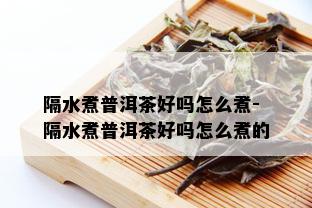 隔水煮普洱茶好吗怎么煮-隔水煮普洱茶好吗怎么煮的