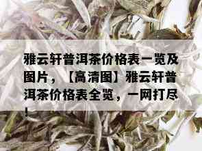 雅云轩普洱茶价格表一览及图片，【高清图】雅云轩普洱茶价格表全览，一网打尽！