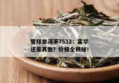 雪印普洱茶7532：富华还是其他？价格全揭秘！