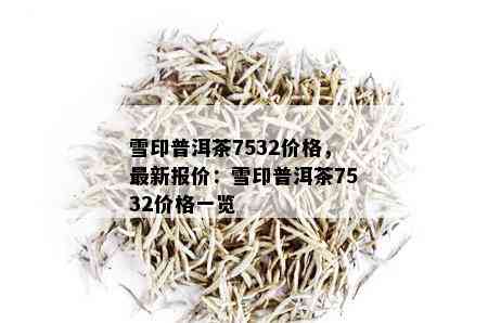 雪印普洱茶7532价格，最新报价：雪印普洱茶7532价格一览