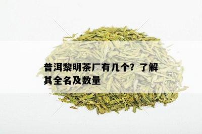 普洱黎明茶厂有几个？了解其全名及数量