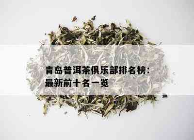 青岛普洱茶俱乐部排名榜：最新前十名一览