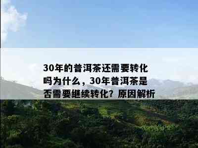 30年的普洱茶还需要转化吗为什么，30年普洱茶是否需要继续转化？原因解析