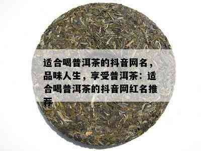 适合喝普洱茶的抖音网名，品味人生，享受普洱茶：适合喝普洱茶的抖音网红名推荐