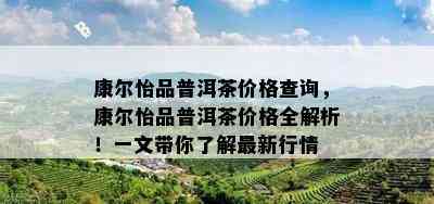 康尔怡品普洱茶价格查询，康尔怡品普洱茶价格全解析！一文带你了解最新行情