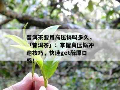 普洱茶要用高压锅吗多久，「普洱茶」：掌握高压锅冲泡技巧，快速get醇厚口感！