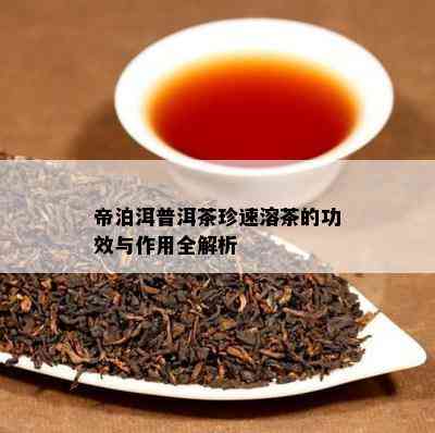 帝泊洱普洱茶珍速溶茶的功效与作用全解析