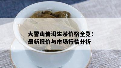 大雪山普洱生茶价格全览：最新报价与市场行情分析