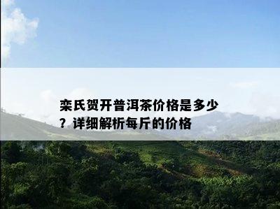 栾氏贺开普洱茶价格是多少？详细解析每斤的价格