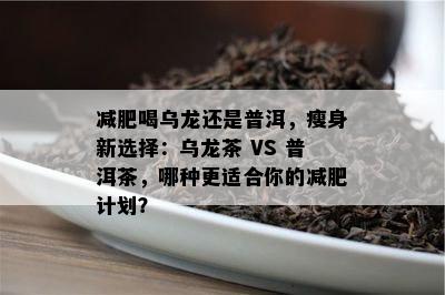 减肥喝乌龙还是普洱，瘦身新选择：乌龙茶 VS 普洱茶，哪种更适合你的减肥计划？