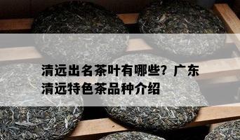 清远出名茶叶有哪些？广东清远特色茶品种介绍