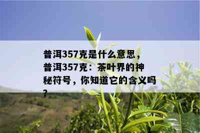 普洱357克是什么意思，普洱357克：茶叶界的神秘符号，你知道它的含义吗？