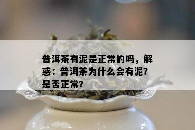 普洱茶有泥是正常的吗，解惑：普洱茶为什么会有泥？是不是正常？