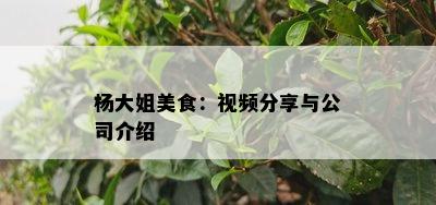 杨大姐美食：视频分享与公司介绍