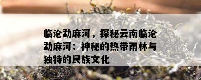 临沧勐麻河，探秘云南临沧勐麻河：神秘的热带雨林与特别的民族文化