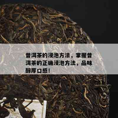 普洱茶的浸泡方法，掌握普洱茶的正确浸泡方法，品味醇厚口感！