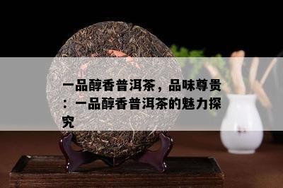 一品醇香普洱茶，品味尊贵：一品醇香普洱茶的魅力探究