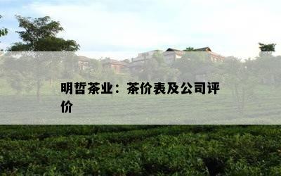 明哲茶业：茶价表及公司评价