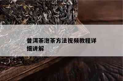 普洱茶泡茶方法视频教程详细讲解