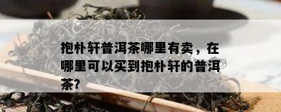 抱朴轩普洱茶哪里有卖，在哪里可以买到抱朴轩的普洱茶？