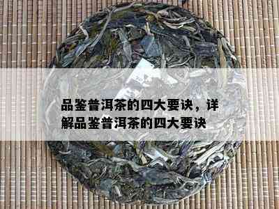 品鉴普洱茶的四大要诀，详解品鉴普洱茶的四大要诀