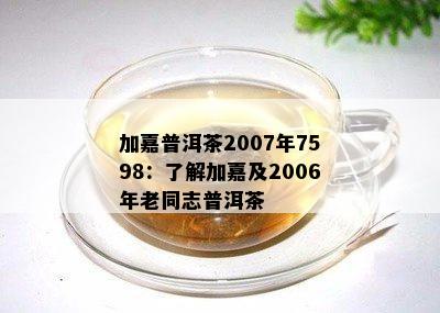 加嘉普洱茶2007年7598：熟悉加嘉及2006年老同志普洱茶