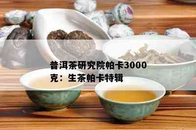 普洱茶研究院帕卡3000克：生茶帕卡特辑