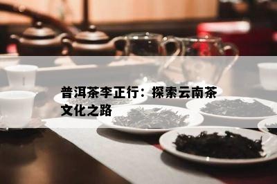 普洱茶李正行：探索云南茶文化之路