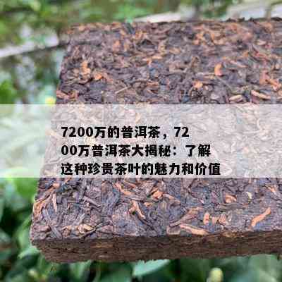 7200万的普洱茶，7200万普洱茶大揭秘：熟悉这类珍贵茶叶的魅力和价值