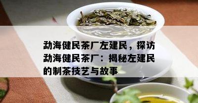 勐海健民茶厂左建民，探访勐海健民茶厂：揭秘左建民的制茶技艺与故事