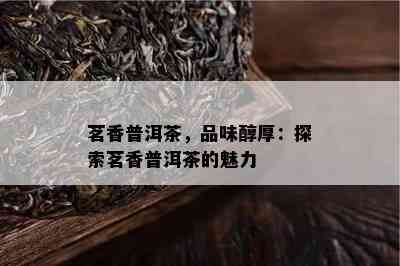 茗香普洱茶，品味醇厚：探索茗香普洱茶的魅力