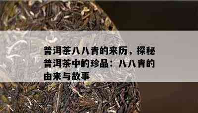 普洱茶八八青的来历，探秘普洱茶中的珍品：八八青的由来与故事