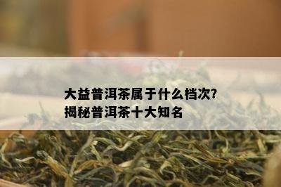 大益普洱茶属于什么档次？揭秘普洱茶十大知名