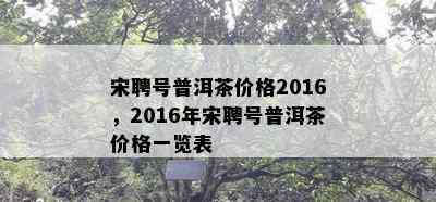 宋聘号普洱茶价格2016，2016年宋聘号普洱茶价格一览表