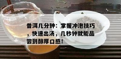 普洱几分钟：掌握冲泡技巧，快速出汤，几秒钟就能品尝到醇厚口感！