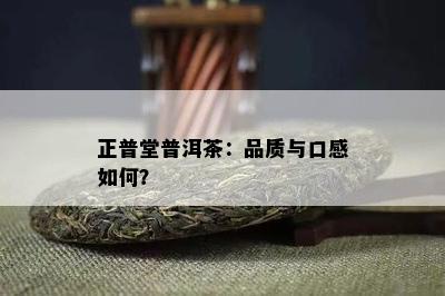 正普堂普洱茶：品质与口感如何？