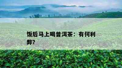 饭后马上喝普洱茶：有何利弊？