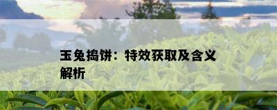 玉兔捣饼：特效获取及含义解析